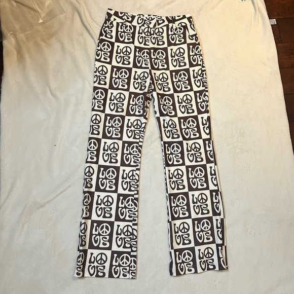 House Of Sunny | All you need is Love Brown & Cream Pants | 70s Boho | Size 8 - Picture 7 of 14